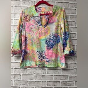 Lilly Pulitzer Amelia Island Roar of the Seas cotton tunic top Sz S